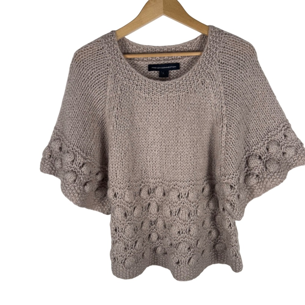 French Connection Mohair Wool Blend Popcorn Knit Sweater Womens L Mauve